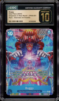One Piece CCG Buggy Emperors Rare Alt Art Parallel OP09-051 CGC 10 Pristine - Image 1