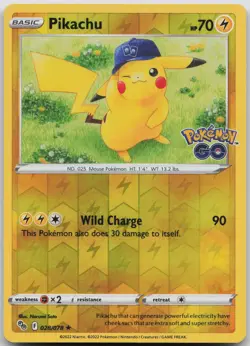 Pikachu (28) Holo Rare Reverse Holo Pokemon GO 028/078 NM - Image 1