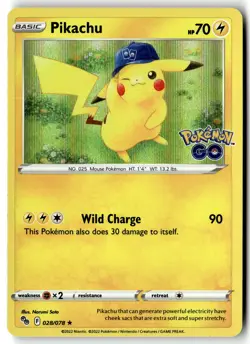 Pokemon Card Pikachu (28) LP Pokemon GO Holo Rare 028/078 - Image 1