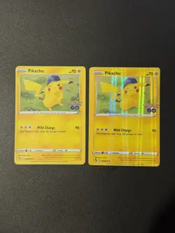 MISCUT ERROR LOT x2 Pikachu Pokemon Go 028/078 Holo Rare NM - Image 1
