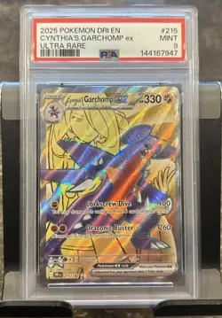 Pokemon Slab PSA 9 Cynthia's Garchomp EX 215/182 Destined Rivals Ultra Rare Card - Image 1