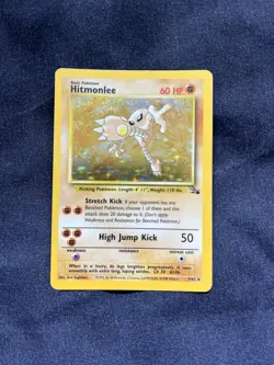 Pokemon TCG Hitmonlee 7/62 Fossil Holo Unlimited Rare Card - Image 1