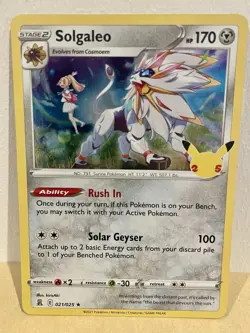 Pokemon TCG Solgaleo Celebrations Holo Rare Card 021/025 - Image 1