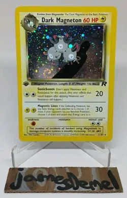 Pokemon Card - Dark Magneton - 1st Edition - 11/82 - Team Rocket Holo LP Swirl - Image 2