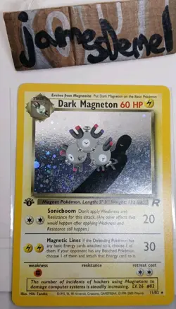 Pokemon Card - Dark Magneton - 1st Edition - 11/82 - Team Rocket Holo LP Swirl - Image 4
