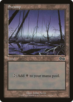 Swamp (340) #340 (MP) Urza's Saga USG Magic MTG - Image 1