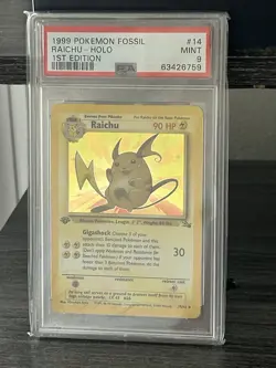 1999 Pokemon Raichu Fossil 1st Edition PSA 9 - Image 1