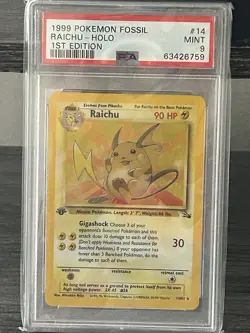 1999 Pokemon Raichu Fossil 1st Edition PSA 9 - Image 2