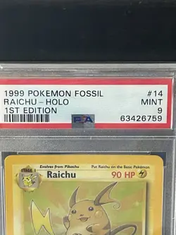 1999 Pokemon Raichu Fossil 1st Edition PSA 9 - Image 3