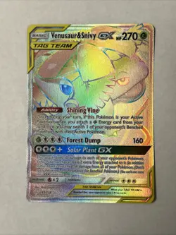 Pokemon Venusaur & Snivy GX Tag Team Rainbow Holo FullArt 249/236 Cosmic Eclipse - Image 1