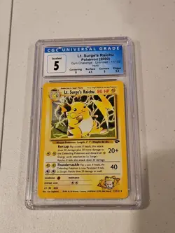 Pokemon TCG Lt. Surge's Raichu Holo Unlimited CGC 5 11/132 Gym Challenge - Image 1