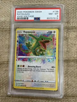 Graded PSA 8 2020 Pokemon Swsh - Rayquaza - Vivid Voltage - Image 1