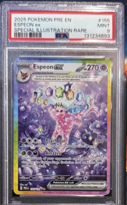 Espeon Ex 2025 Pokemon SV Prismatic Evolutions SIR - PRE EN #155 PSA 9 Mint - Image 1