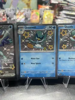 Quaxly 082 Quaxwell 083 Quaquaval ex 084 Paldean Fates Shiny NM Pokemon TCG Set - Image 3