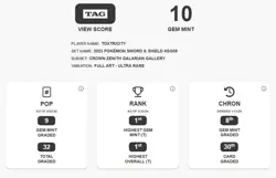 TAG Gem Mint 10 Toxtricity GG09/GG70 Pokemon Crown Zenith Galarian Gallery - Image 3