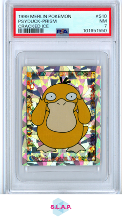 PSYDUCK-PRISM CRACKED ICE MERLIN POKEMON 1999 S10 PSA 7 - Image 1
