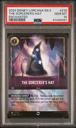 Disney Lorcana "Into The Inklands" The Sorcerer's Hat ENCHANTED #210 PSA 10 - Image 1