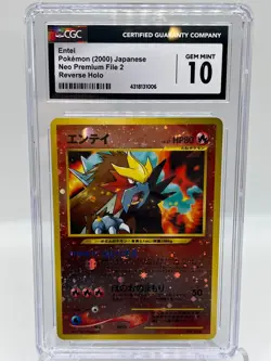 Entei #244 Neo Premium File 2 Reverse Holo Japanese Pokemon Card CGC 10 GEM MINT - Image 1