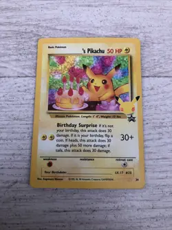 Pokemon Birthday Pikachu 24/53 Celebrations Classic Collection Holo ‘s Pikachu - Image 1