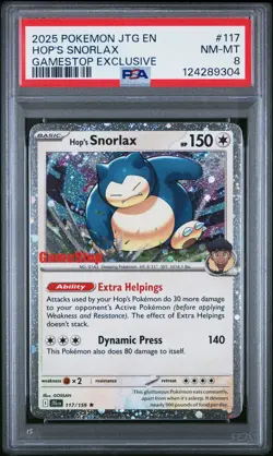 2025 POKEMON JTG EN-JOURNEY TOGETHER GAMESTOP EXCLUSIVE #117 HOP'S SNORLAX PSA 8 - Image 1