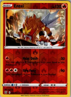 Entei 20/163 2021 SWSH Battle Styles Reverse Holo Rare NM - Image 1