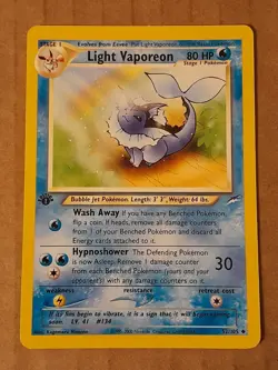 Pokemon Light Vaporeon 52/105 1st Edition NEO Destiny LP-NM See Pictures - Image 1