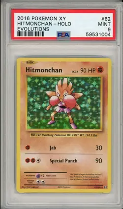 2016 Pokemon XY Evolutions Hitmonchan Holo #62 PSA 9 - Image 1