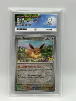 Eevee Pokemon Day Stamp 074/131 ACE 9 Prismatic Evolutions Set TCG Card English - Image 1
