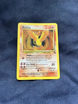 Pokemon TCG Moltres 12/62 Fossil Holo Unlimited Rare Card - Image 1