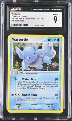 CGC 9 MINT Wartortle EX Fire Red & Leaf Green 50/112 Reverse Holo Pokemon Card - Image 1