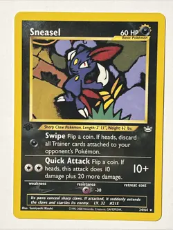 Pokemon Sneasel Neo Revelation 1st Edition Non-Holo Rare 24/64 WOTC 2001 - Image 1