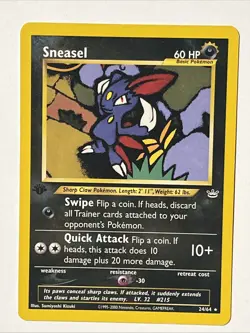 Pokemon Sneasel Neo Revelation 1st Edition Non-Holo Rare 24/64 WOTC 2001 - Image 2