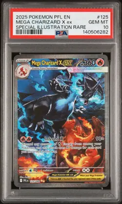 2025 POKEMON PFL EN-PHANTASMAL FLAMES #125 MEGA CHARIZARD X EX PSA 10 - Image 1