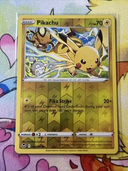 Pikachu 49/195 Silver Tempest Reverse Holo Common Pokemon TCG NM - Image 1