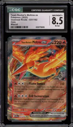 Pokemon Team Rocket's Moltres ex Destined Rivals Double Holo #031 MISCUT CGC 8.5 - Image 1