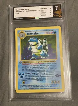 Blastoise Base Set 1st Edition Grey Stamp Error Pokemon Rare Graded - Image 1