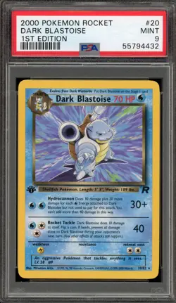 Pokemon Dark Blastoise Team Rocket 1st Edition NON Holo Rare #20 PSA 9 Mint - Image 1