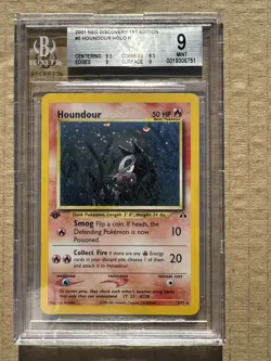2001 Pokemon Neo Discovery 1st Edition Houndour #05 Holo BGS 9 - Image 1