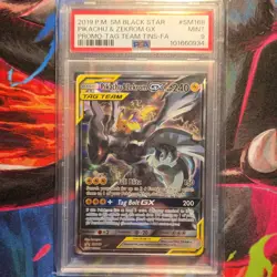 Pokemon Pikachu & Zekrom GX SM Black Star Promo TAG TEAM Holo SM168 PSA 9 240 HP - Image 1