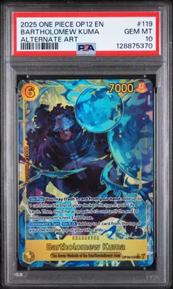One Piece Bartholomew Kuma OP12-119 Alt Art (Legacy of the Master) English PSA10 - Image 1