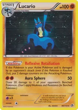 Lucario 80/113 Holo Legendary Treasures Pokemon Card LP - Image 1