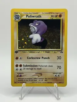Pokemon Cards: Neo Discovery 1st Edition Rare Holo: Poliwrath 9/75 WOTC - Image 1