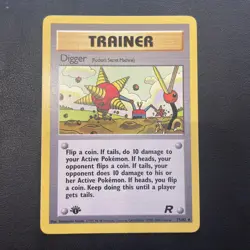 Pokemon Card Team Rocket 1st Edition Digger 75/82. NM Trainer Card - Image 1
