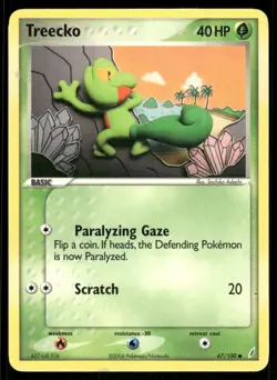 Pokemon Cards Treecko 67/100 Crystal Guardians Common LP - Image 1