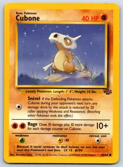 Cubone - Jungle 50/64 Unlimited Vintage WotC Mitsuhiro Arita Pokemon Card LP - Image 1