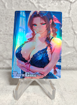Aerith FFY Trading Card Waifu Goddess Story Anime Girl holo Karte Manga Full - Image 1