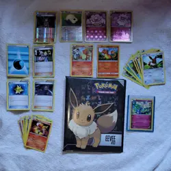 Pokemon TCG Mixed Lot Eevee Ultra Pro Pocket Card Binder w/ 25 Cards XY Set Holo - Image 1