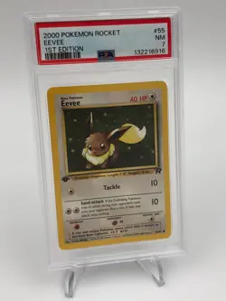 POKEMON Trading Card 2000 TEAM ROCKET 55/82 EEVEE 1st EDITION grade slab PSA 7 - Image 5
