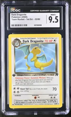 CGC 9.5 MINT+ Dark Dragonite Team Rocket 1st Edition 22/82 Pokemon Card - Image 1