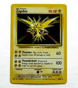 Pokemon TCG Zapdos 16/102 Base Set Holo Rare WOTC 1999 Unlimited HP/MP - Image 3